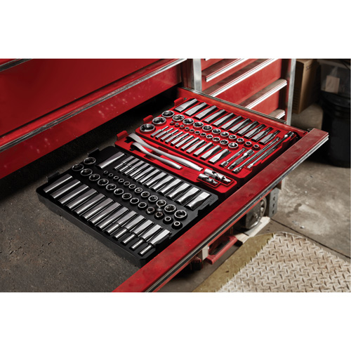 Ratchet & Socket Set with Packout Low-Profile Organizer, 106 Pcs, 1/4"/3/8" Drive Size, Deep Moffatt Supply & Specialties