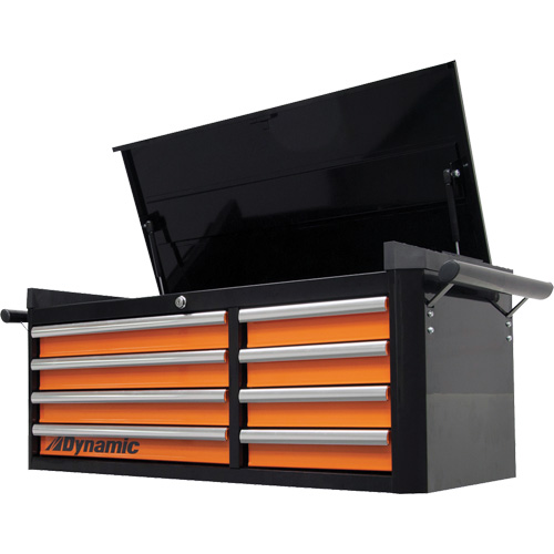 Top Chest, 42" W, 8 Drawers, Black/Orange Moffatt Supply & Specialties
