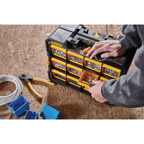 Flip-Bin Organizer, 3-7/8" W x 17-3/4" D x 13-7/8" H, Black/Yellow Moffatt Supply & Specialties