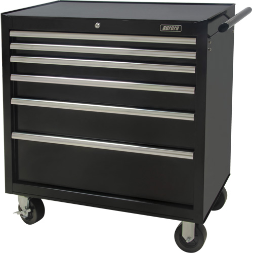Industrial Tool Cart, 6 Drawers, 39" W x 20-4/5" D x 38-1/2" H, Black Moffatt Supply & Specialties