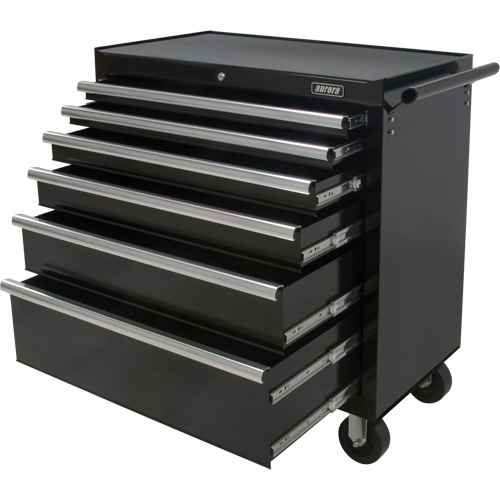 Industrial Tool Cart, 6 Drawers, 39" W x 20-4/5" D x 38-1/2" H, Black Moffatt Supply & Specialties