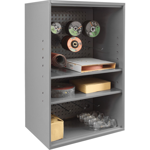 Armoire d'entreposage de produits abrasifs avec panneau perfor&eacute;, Acier, 19-7/8" x 14-1/4" x 32-3/4", Gris Moffatt Supply & Specialties