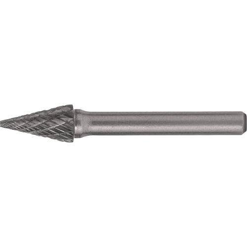 Solid Carbide Burrs - Pointed Cone Shape, SM-42, 1/8" Dia., 1/8" Shank, 7/16" Depth of Cut Moffatt Supply & Specialties