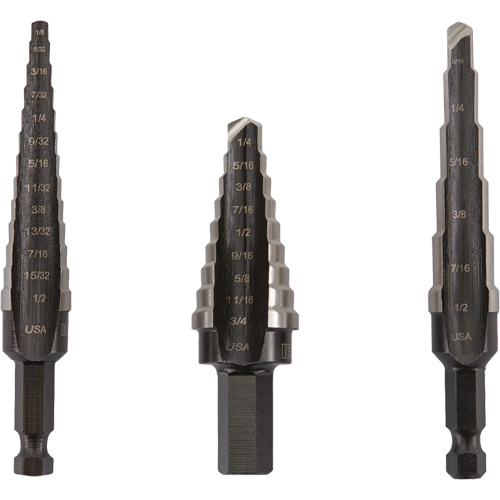 Unibit&reg; Step Drill Set, 3 Pieces, High Speed Steel Moffatt Supply & Specialties
