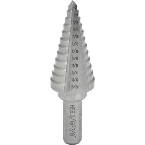 Progressive Step Drill, 1/4" - 3/8" , 1/8" Increments, High Speed Steel Moffatt Supply & Specialties