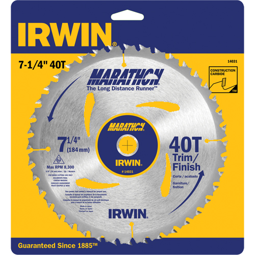 Lames de scie pour entrepreneur - Lames de scie Marathon, 7-1/4", 40 dents, Pour Bois Moffatt Supply & Specialties