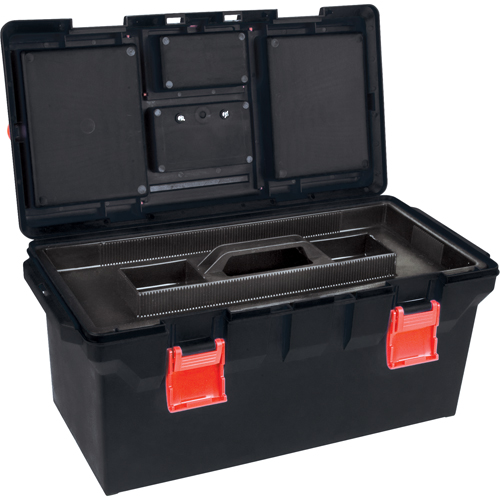 Plastic Tool Box, 22" W x 11" D x 10-1/2" H, Black Moffatt Supply & Specialties