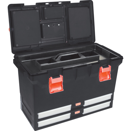 Coffres &agrave; outils en plastique, 22" la x 11" p x 14-1/2" h, Noir Moffatt Supply & Specialties