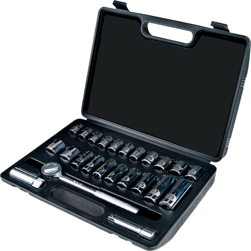 Jeu de douilles m&eacute;triques, 24 Mcx, Prise de 3/8", Profond Moffatt Supply & Specialties