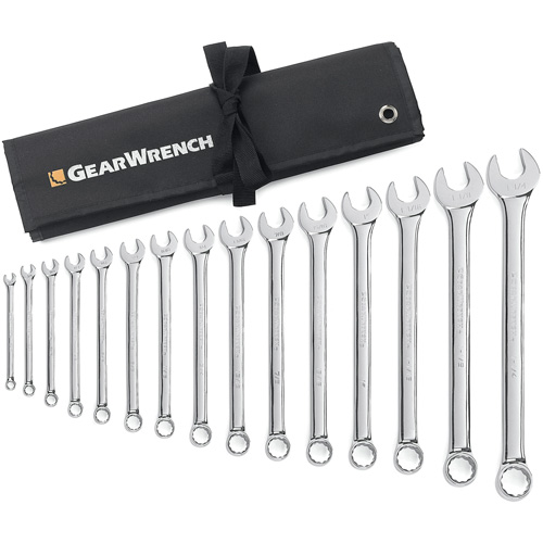 12-Point Long Pattern Wrench Set with Tool Roll, Combination, 15 Pieces, Imperial Moffatt Supply & Specialties