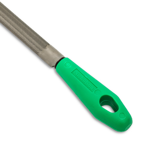 Lime &agrave; taille crois&eacute;e avec poign&eacute;e verte, Demi-ronde, 8", B&acirc;tarde Moffatt Supply & Specialties