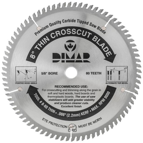 Lame de scie industrielle - coupe en travers &agrave; voie &eacute;troite, 8", 80 dents, Pour Bois Moffatt Supply & Specialties