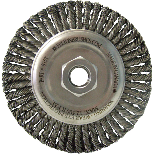Wire Wheel Brushes, 5-7/8" Dia., 0.02" Fill, 5/8"-11 Arbor, Steel Moffatt Supply & Specialties