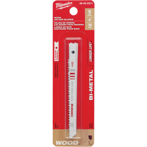 Jigsaw Blades, Bi-Metal, U-Shank, 4" L, 10 TPI Moffatt Supply & Specialties