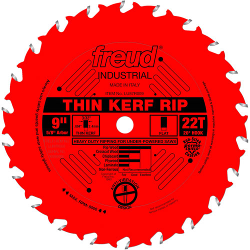 Lames de scie industrielle TCS - refente/coupe en travers &agrave; voie &eacute;troite, 9", 22 dents, Pour Bois Moffatt Supply & Specialties