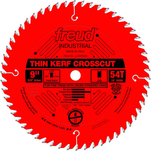 TCS Industrial Saw Blade - Rip/Crosscut Thin Kerf, 9", 54 Teeth, Wood Use Moffatt Supply & Specialties