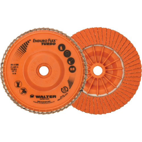 Disque &agrave; lamelles Enduro-Flex Turbo, 5" x 5/8"-11, Type 27S, Grain 80, C&eacute;ramique Moffatt Supply & Specialties