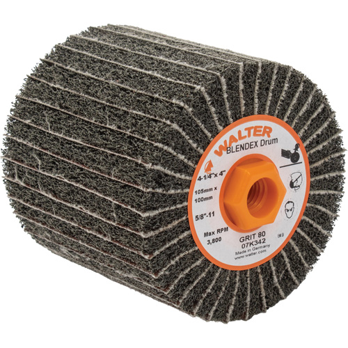 Tambours de finition Two-In-One, 4-1/4" dia. x 4" la, 5/8"-11 Arbre, Grain 80 Moffatt Supply & Specialties