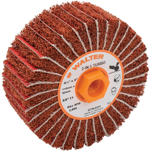 Tambours turbo Two-In-One, 4-1/2" dia. x 2" la, 5/8"-11 Arbre, Grain 60 Moffatt Supply & Specialties