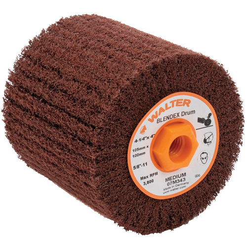 Blendex Surface Conditioning Drum, 4-1/4" Dia. x 4" W, 5/8"-11 Arbor, Medium Grit Moffatt Supply & Specialties