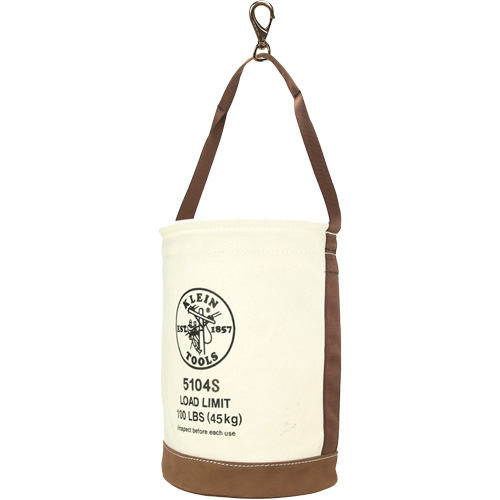 Leather-Bottom Bucket, 17" H, Canvas, White Moffatt Supply & Specialties