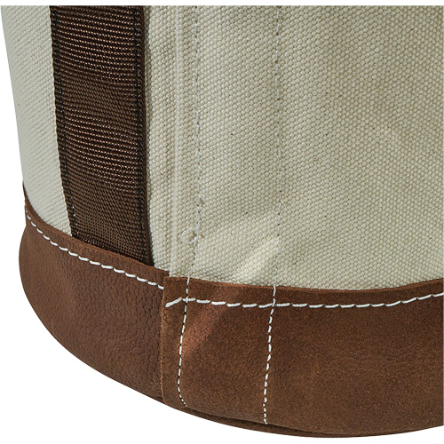 Leather-Bottom Bucket, 17" H, Canvas, White Moffatt Supply & Specialties