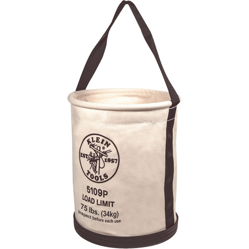 Wide Straight-Wall Bucket with Pocket & Molded Bottom, 15" H, Canvas, Natural Moffatt Supply & Specialties