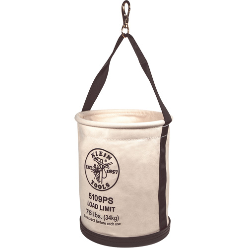 Canvas Bucket, Wide Straight-Wall with Pocket, Canvas, 12" Dia. x 15" H, 75 lbs. Load Rating Moffatt Supply & Specialties