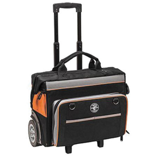 Tradesman Pro Rolling Tool Bag, Ballistic Polyester, 24 Pockets, Black/Orange Moffatt Supply & Specialties