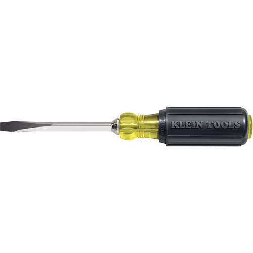 Heavy-Duty Slot Keystone Screwdriver, 1/4", 8-11/32" L, Cushion Grip Handle Moffatt Supply & Specialties