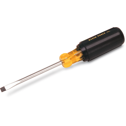 Slot Cabinet Tip Screwdriver, 1/4" Tip, Round, 8-11/32" L, Cushion Grip Handle Moffatt Supply & Specialties