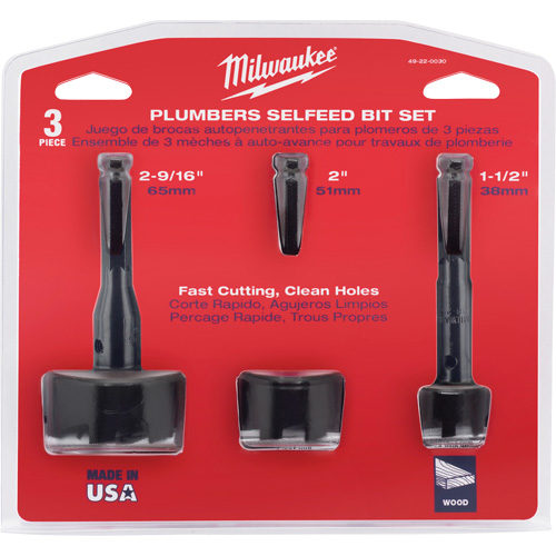 Jeu de forets &agrave; alimentation automatique pour plomberie, 3 morceaux, Acier alli&eacute; Moffatt Supply & Specialties