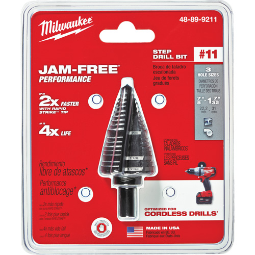 #11 Step Drill Bit, 7/8" - 1-7/32" , High Speed Steel Moffatt Supply & Specialties