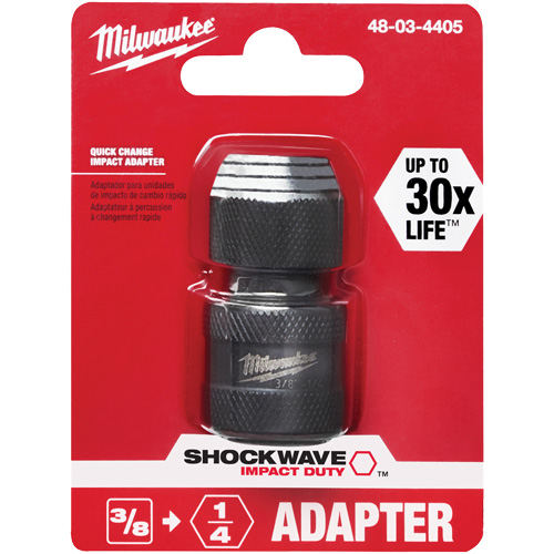 Adaptateur de douille carr&eacute;e &agrave; hexagonale pour tournevis &agrave; percussion Shockwave, Chocs, Prise 1/4", Douille 3/8", 1,875" lo Moffatt Supply & Specialties
