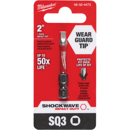 Embouts &agrave; percussion Shockwave Impact-Duty, Carr&eacute;e, Embout #3, Prise 1/4", Longueur 2" Moffatt Supply & Specialties