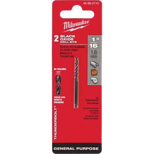 Thunderbolt&reg; Jobber Drill Bit, High Speed Steel, 1/16", 1-7/8" L, 7/8" Flute, 135° Point Angle Moffatt Supply & Specialties