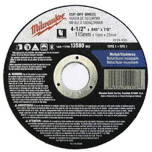 Depressed Centre Cut-Off Wheels, 5" x 0.045", 7/8" Arbor, Type 27, Aluminum Oxide, 13580 RPM Moffatt Supply & Specialties