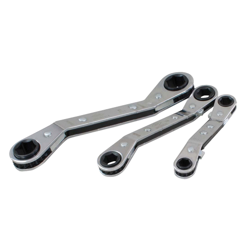 Offset Wrench Set, Ratcheting Box, 3 Pieces, Metric Moffatt Supply & Specialties