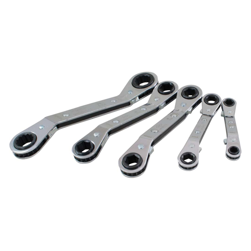 Offset Wrench Set, Ratcheting Box, 5 Pieces, Metric Moffatt Supply & Specialties