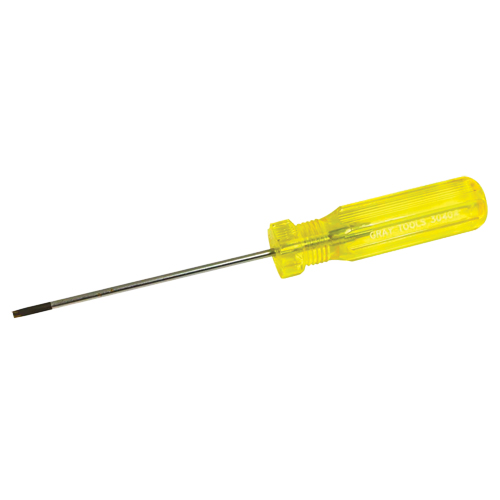 Electrician's Slotted Screwdriver, 1/8" Tip, Round, 7-1/4" L, Plastic Handle Moffatt Supply & Specialties