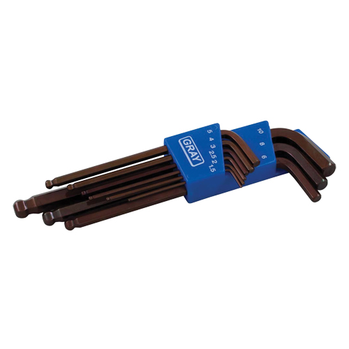 Long Arm Ball Hex Key Set, 9 Pcs., Metric Moffatt Supply & Specialties