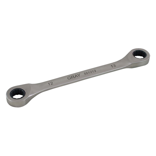 Double Box End Gear Ratcheting Wrench, 12 Point, 8 mm x 9 mm, Plain Finish Moffatt Supply & Specialties