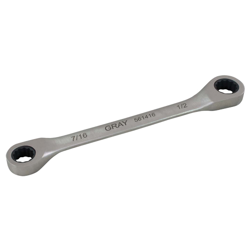 Double Box End Gear Ratcheting Wrench, 12 Point, 7/16" x 1/2", Plain Finish Moffatt Supply & Specialties