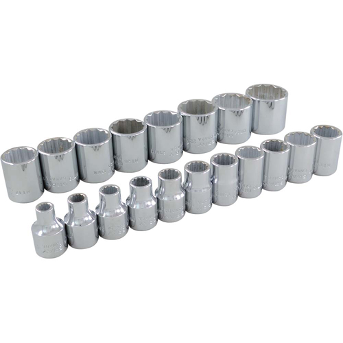 Socket Set, 19 Pcs, 3/8" Drive Size Moffatt Supply & Specialties