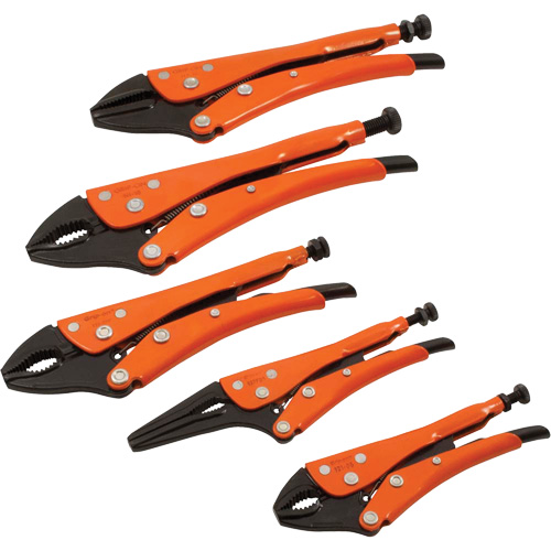 Straight Curved & Long Nose Locking Pliers Set, 5 Pieces Moffatt Supply & Specialties