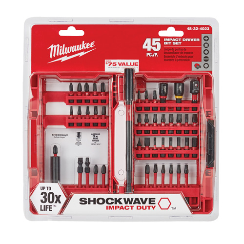 Shockwave Impact Duty Driver Bit Set, 45 Pcs., Hex/Nutsetter/Phillips/Slotted/Square/Torx&reg; Moffatt Supply & Specialties