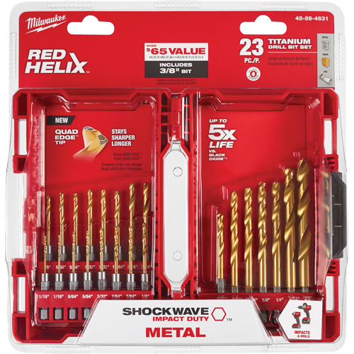 Shockwave Impact Duty Drill Bit Set, 23 Pieces, Titanium Moffatt Supply & Specialties