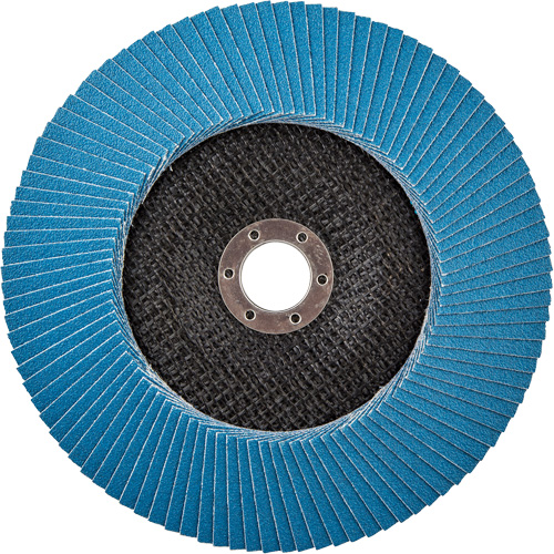 Disque &agrave; lamelles &agrave; grain grossier BlueFire, 7" x 7/8", Type 27, Grain 80, Alumine de zirconium Moffatt Supply & Specialties