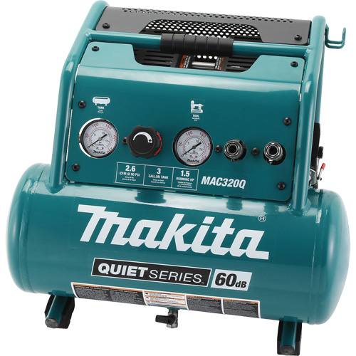 Quiet Series Air Compressor, Electric, 3 Gal (3.6 US Gal), 135 PSI, 120/1 V Moffatt Supply & Specialties