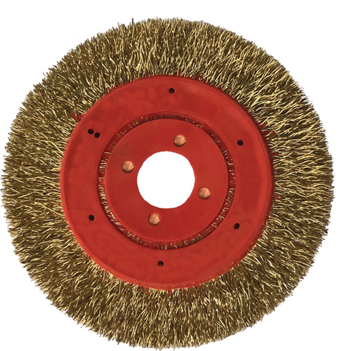 Brosse m&eacute;tallique &agrave; touret et &agrave; encapsulation partielle ne rejetant pas les fils, 3" dia., Fils 0,012", Arbre 1/4" Moffatt Supply & Specialties